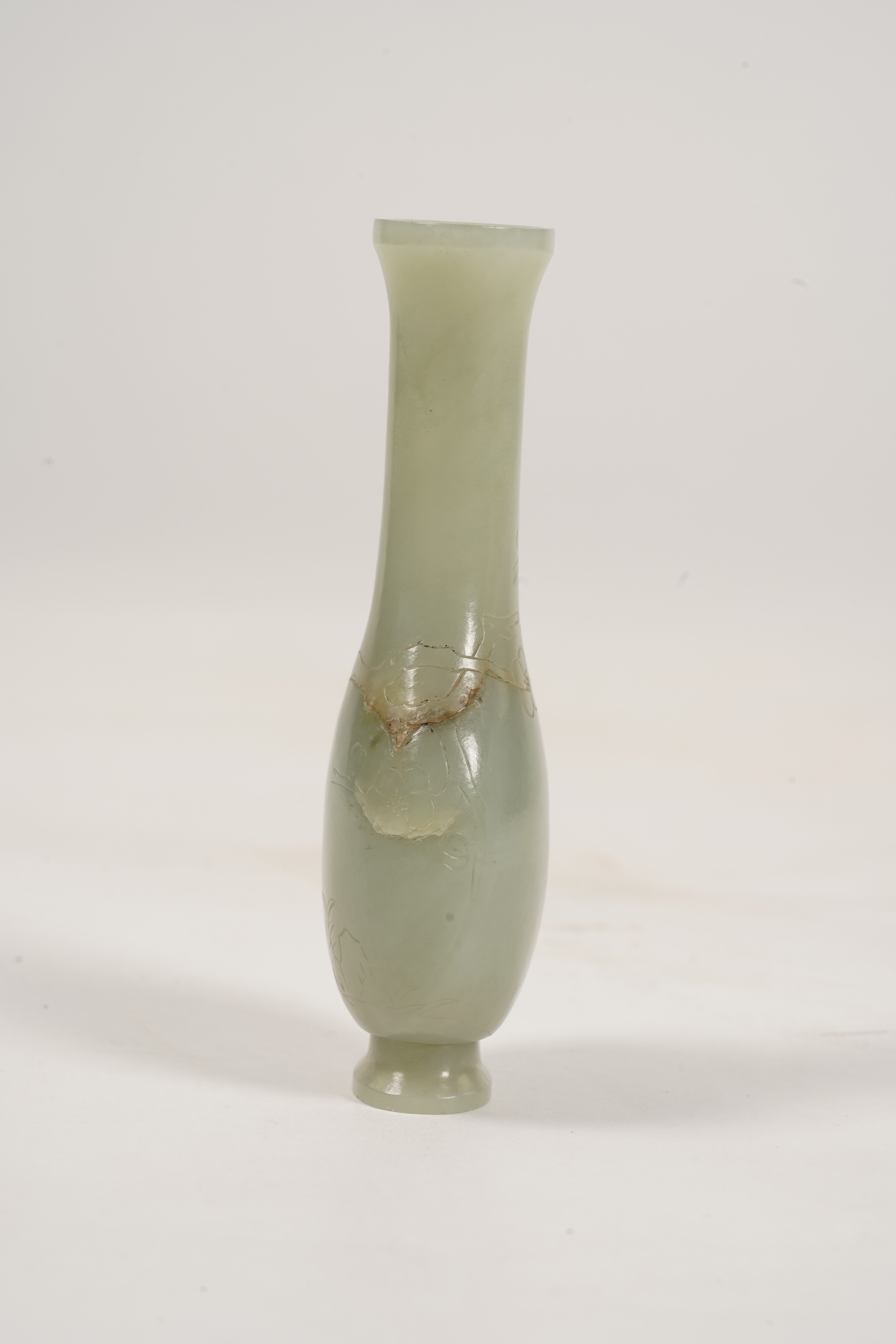 A Chinese celadon jade vase, 18th century